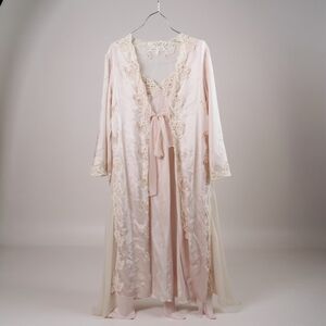 Victoria's Secret Vintage Bridal Robe Slip Set Satin Lace Corset Lingerie Large